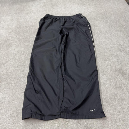 Vintage Y2K Nike baggy tracksuit bottoms black M 8-10 Loose leg lined track pants swoosh logo
