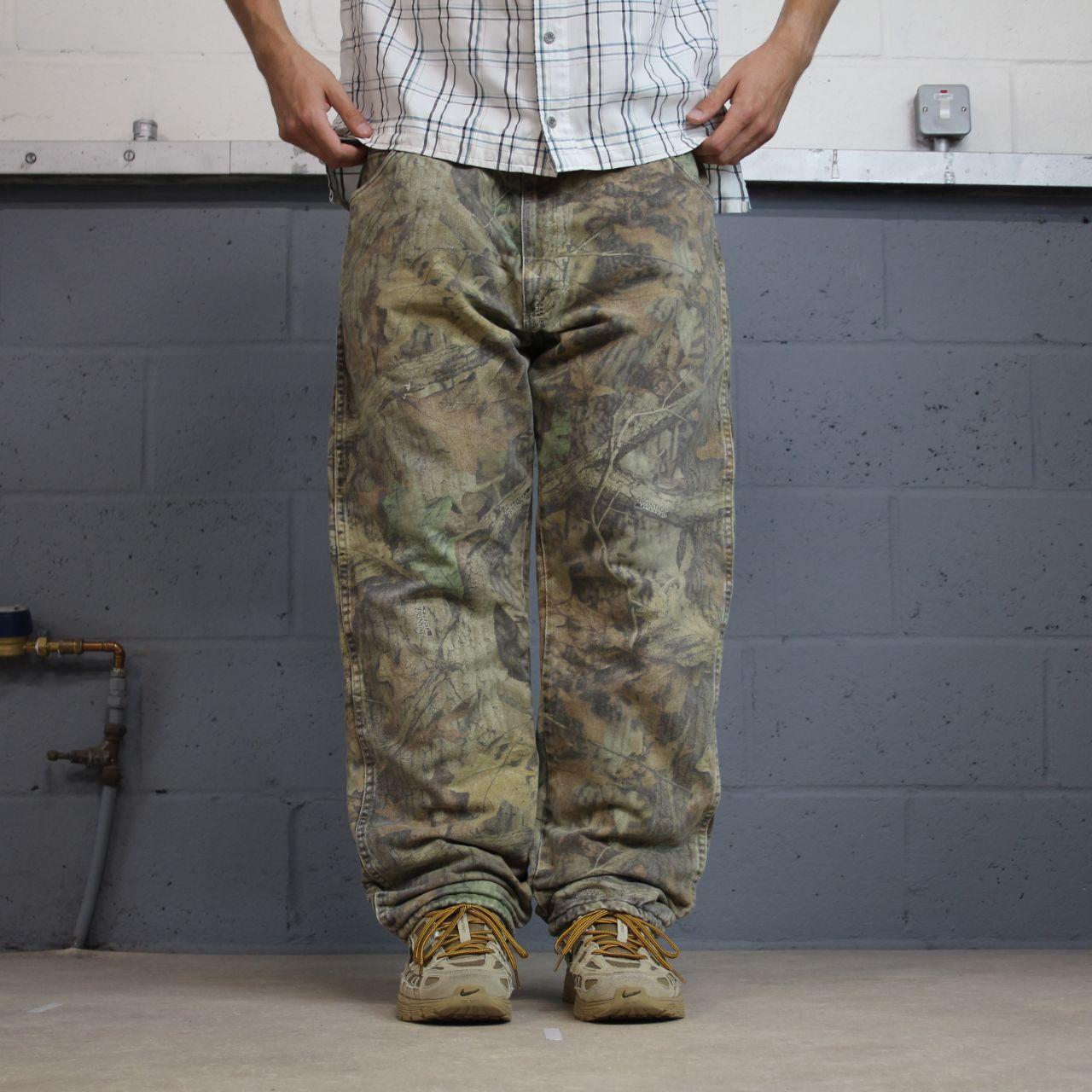 Wrangler realtree camo fleece lined jeans Y2K khaki camouflage pattern hunting utility trousers
