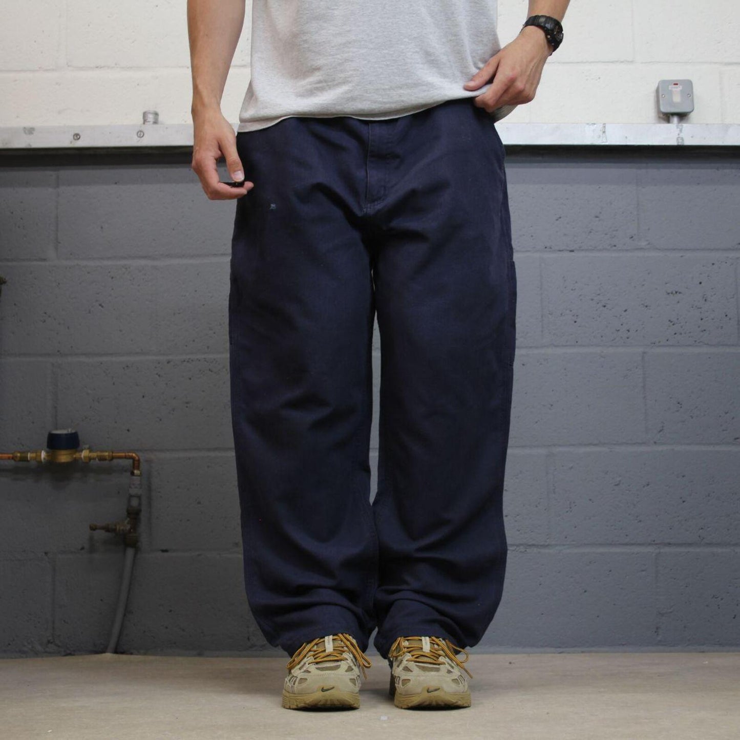 Carhartt baggy cargo pants wide leg navy Loose skate style carpenter work pants