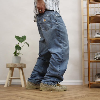 Vintage Carhartt jeans relaxed fit Y2K loose straight blue denim work pants