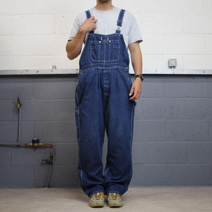 Baggy denim dungarees vintage XL overalls blue Work'n Gear workwear bib & brace farmer