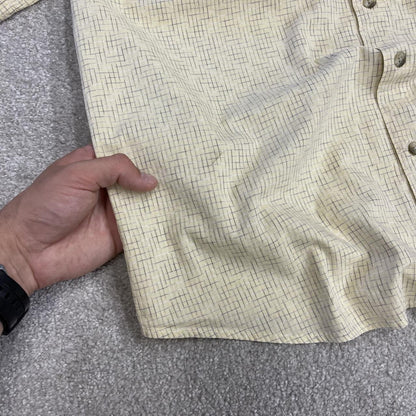 Columbia pattern boxy short sleeve shirt yellow Y2K festival style button down summer shirt