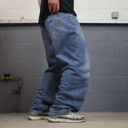 Carhartt work jeans relaxed fit blue Loose 100% cotton denim skate style work pants