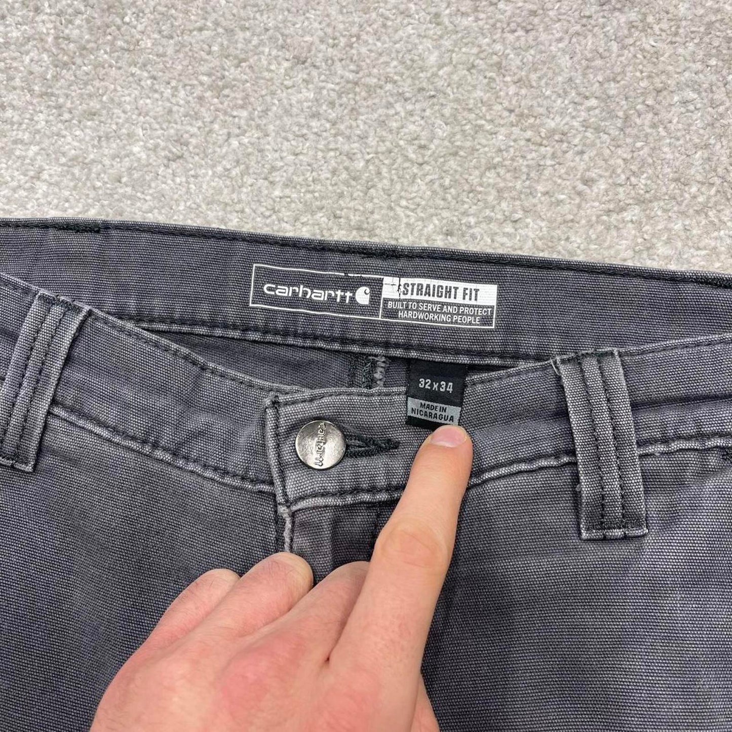 Y2K Carhartt jeans straight fit grey Slim skate style workwear pants