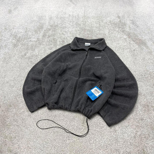 00s Columbia technical fleece PXL women's grey full zip up y2k style autumn adjustable waist