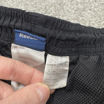 Reebok baggy tracksuit bottoms loose black Mesh lined embroidered drawstring track pants