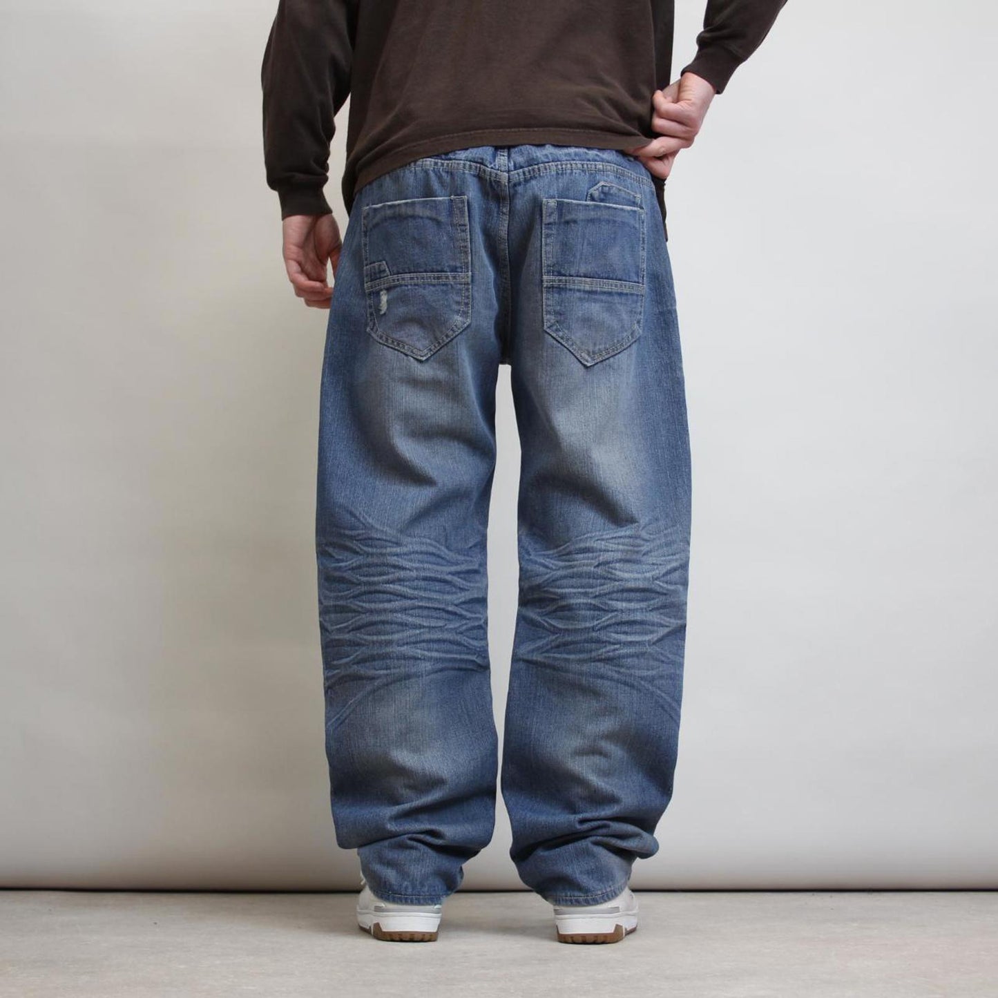 Blue Jordan Craig jeans W38L32 loose Y2K style hip hop distressed design