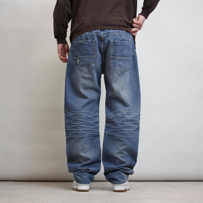 Blue Jordan Craig jeans W38L32 loose Y2K style hip hop distressed design