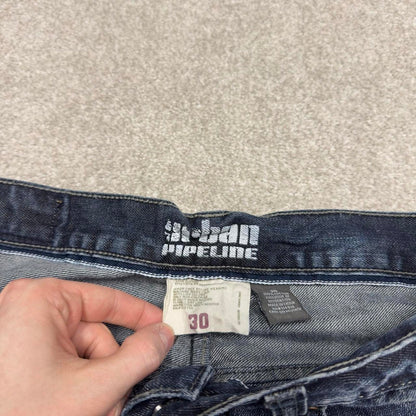 Y2K embroidered denim skate jorts blue Loose Urban Pipeline summer festival shorts