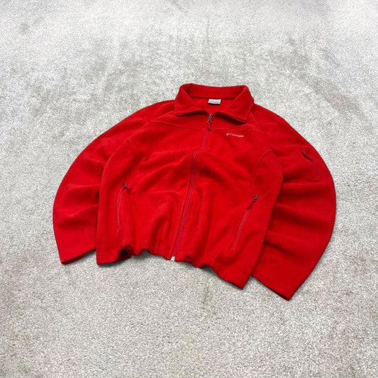 00s Columbia technical fleece XL women's red full zip up y2k style autumn