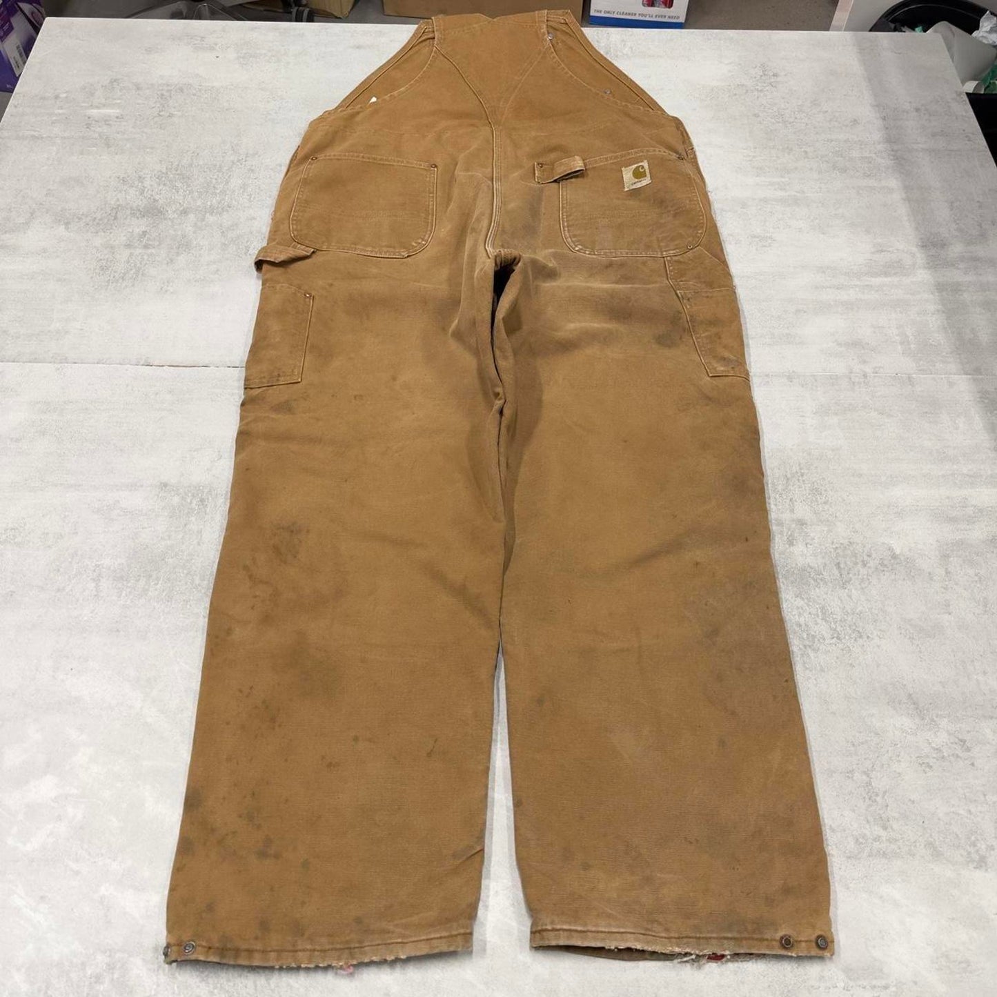 Vintage Carhartt dungarees W44L30 mens canvas overalls tan utility worker