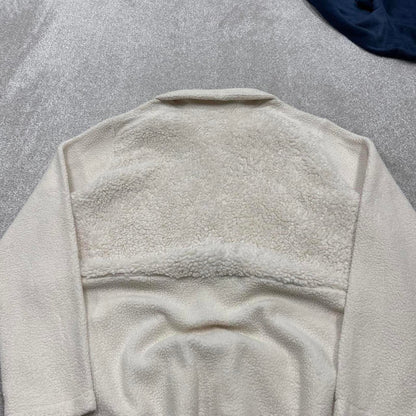 00s Columbia technical fleece XL women's white deep pile teddy bear full zip up y2k style autumn
