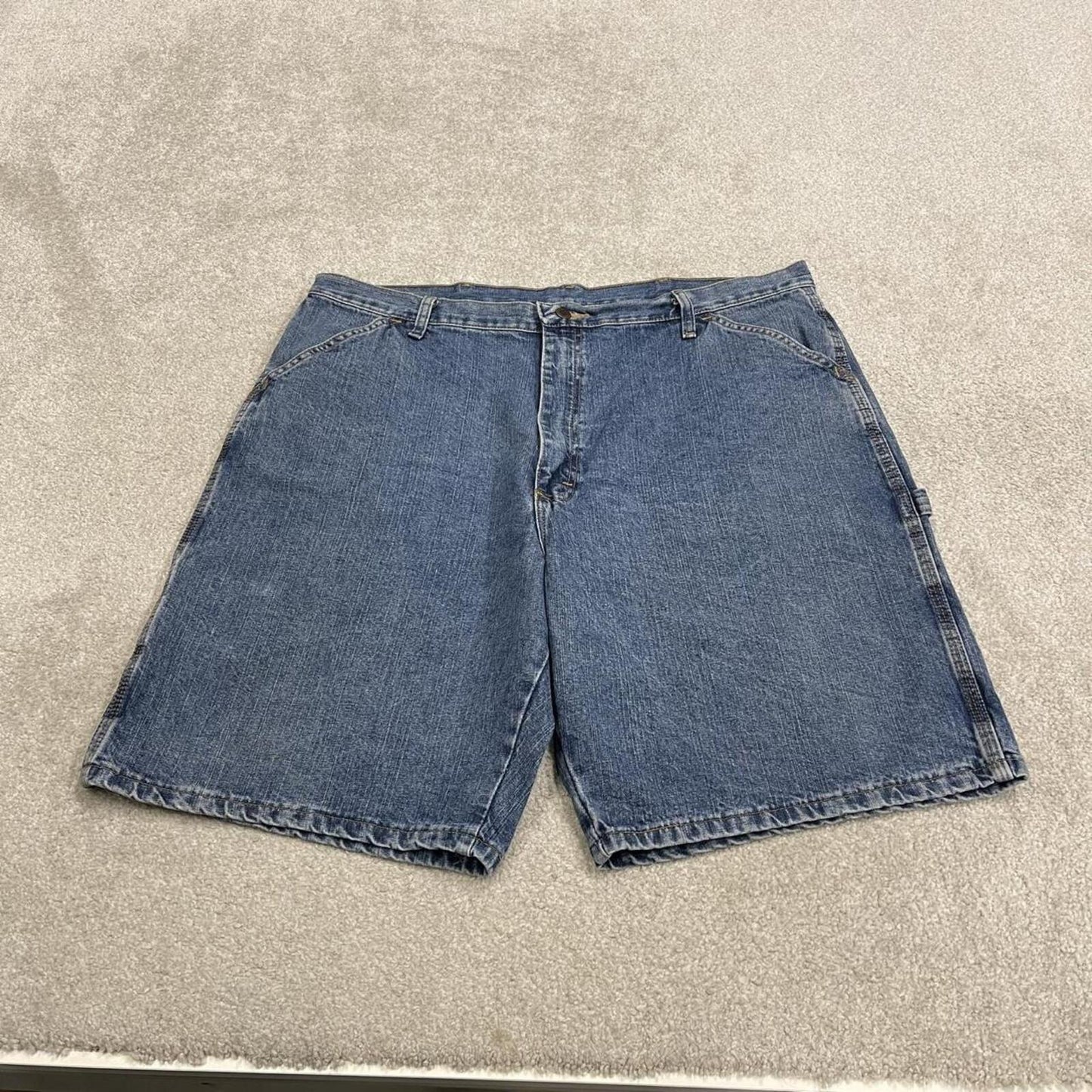 Baggy denim cargo shorts carpenter blue Rustler skater style summer festival jorts
