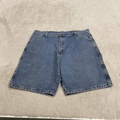 Baggy denim cargo shorts carpenter blue Rustler skater style summer festival jorts
