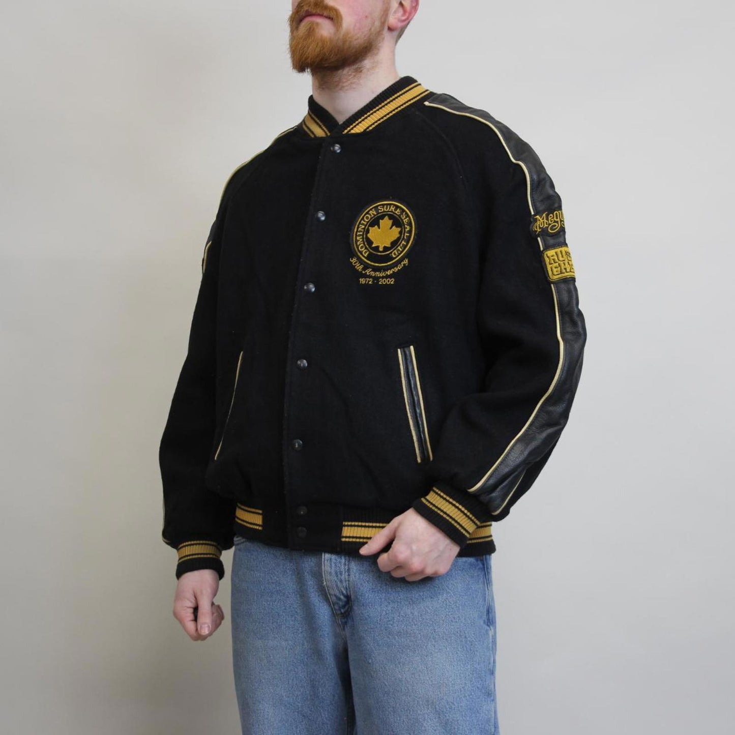 Vintage varsity jacket Large TNT Designs wool bomber letterman Canada black