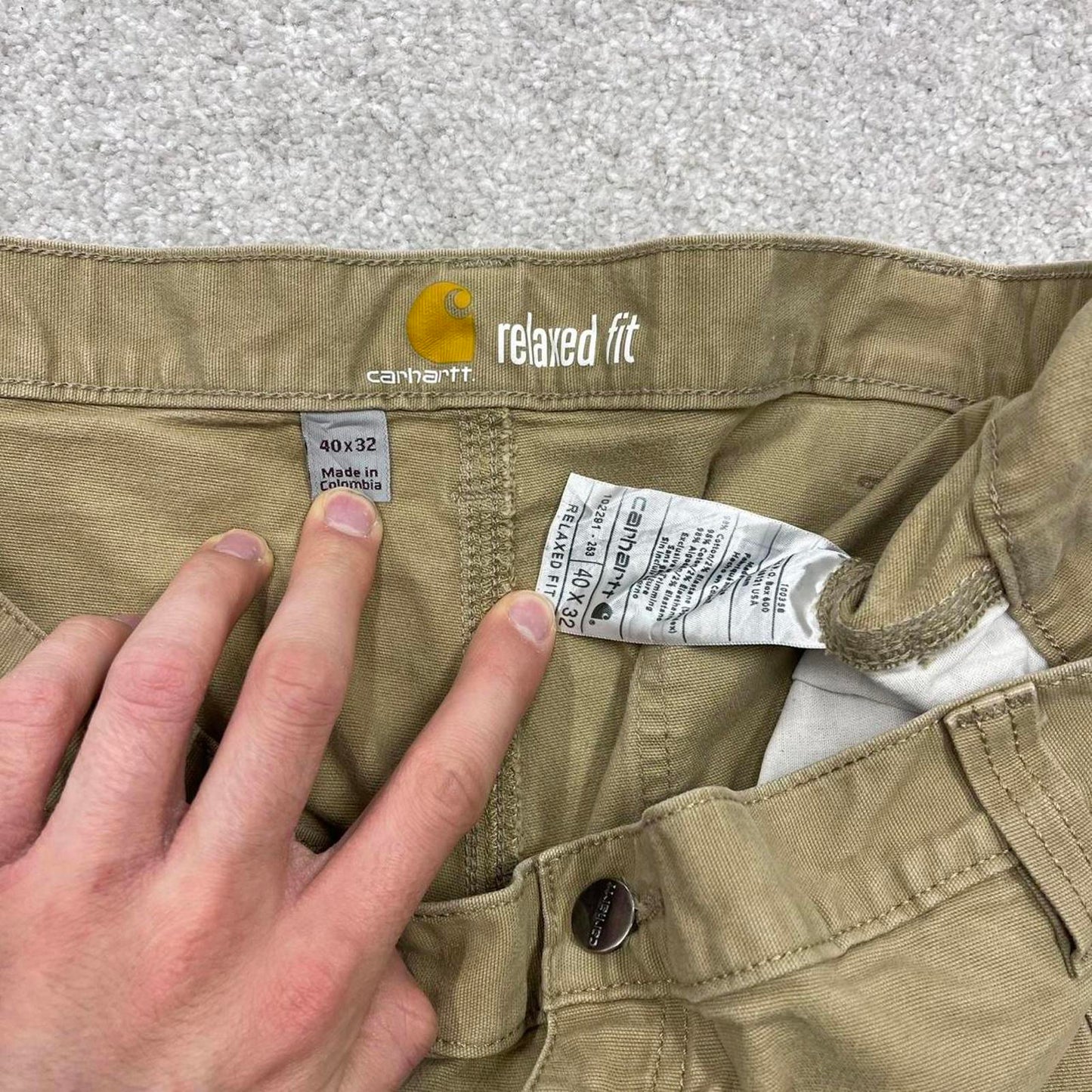 Y2K Carhartt carpenter pants beige Loose relaxed fit skate style workwear cargo pants