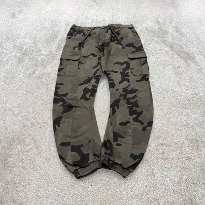 Y2K camo cargo pants khaki Urban classics camouflage cargo trousers utility cuffed legs