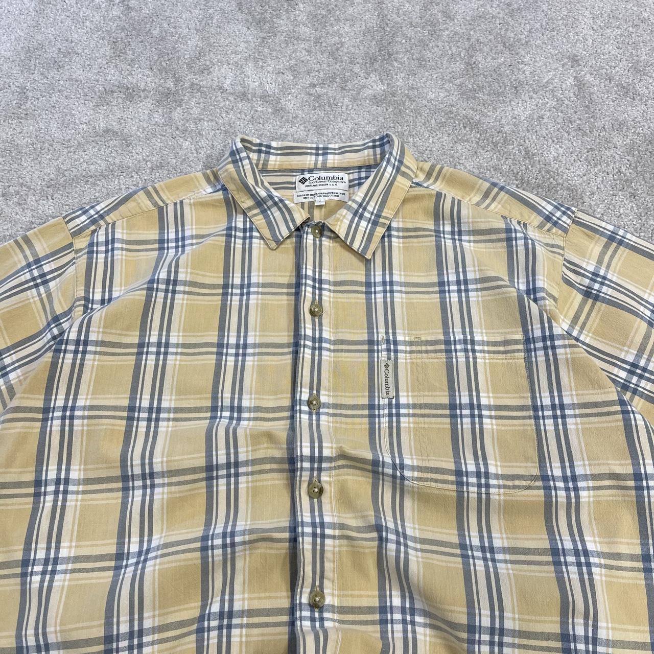 Columbia checkered short sleeve shirt surf yellow Y2K festival button down check shirt summer
