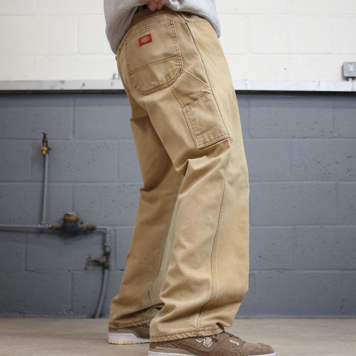 Baggy Dickies carpenter jeans W36L30 loose tan canvas cargo skater style pants