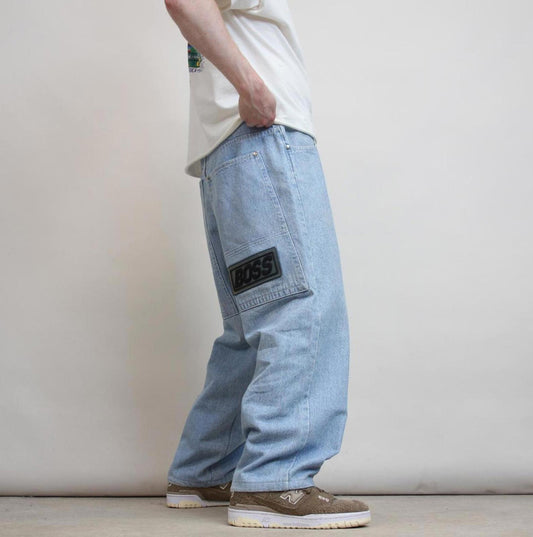 Vintage baggy BOSS jeans W33 L28 blue jnco style wide leg large logo