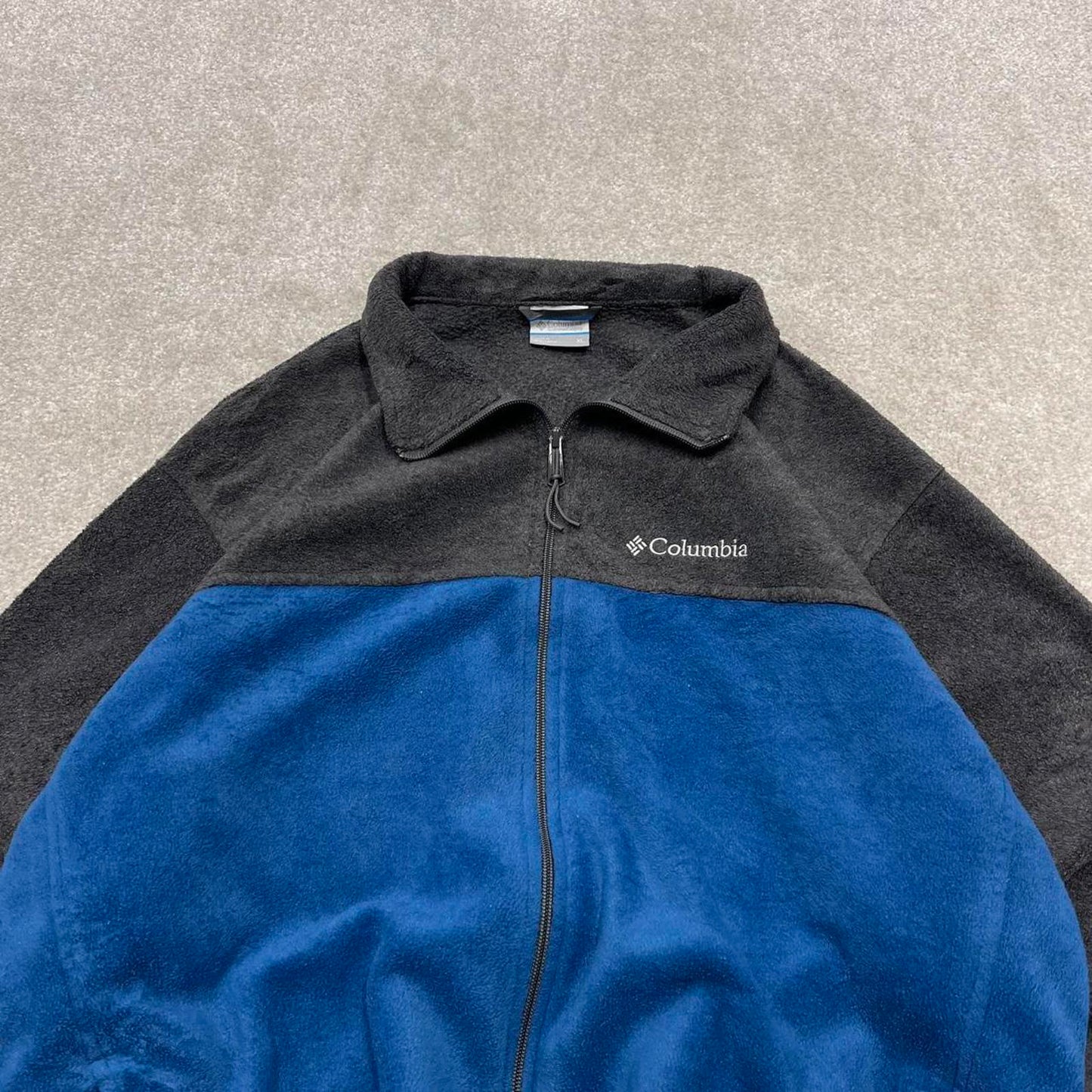 00s Columbia technical fleece XL men's grey blue full zip up y2k style autumn adjustable waist