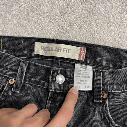 Levi's 505 straight fit jeans y2k black Regular straight leg denim pants red tab logo