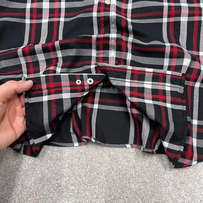 Y2K CHAPS checkered plaid shirt black Long sleeve check button down