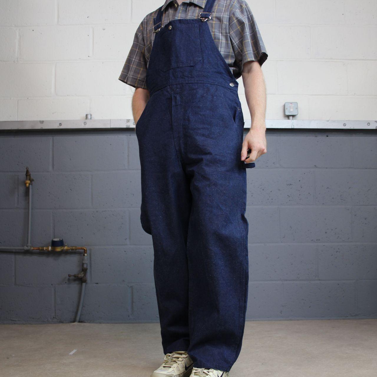 Vintage dungarees 00s denim overalls blue W36