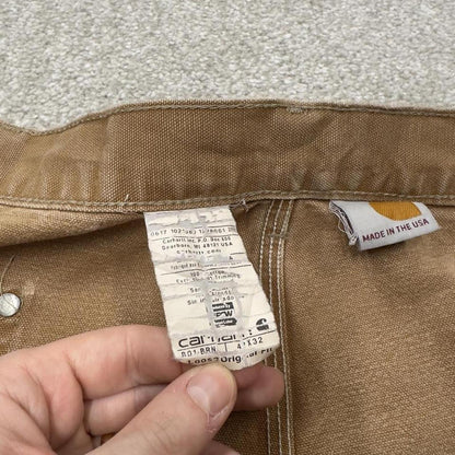 Double knee Carhartt baggy carpenter jeans Wide leg tan brown thick canvas skate cargo work pants