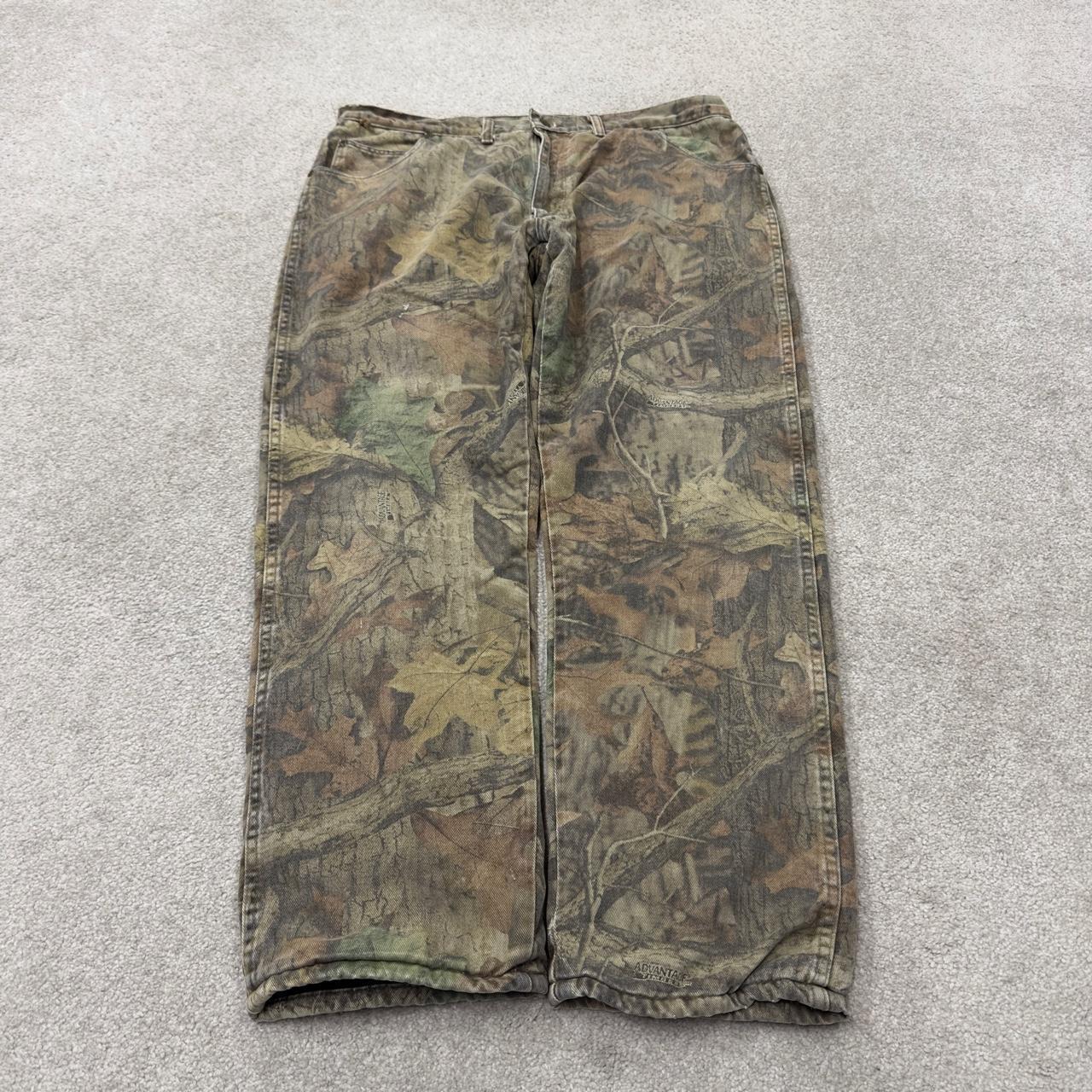 Wrangler realtree camo fleece lined jeans Y2K khaki camouflage pattern hunting utility trousers