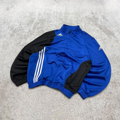 Vintage Adidas track jacket Medium men's y2k 00s style blue funky sports tracksuit