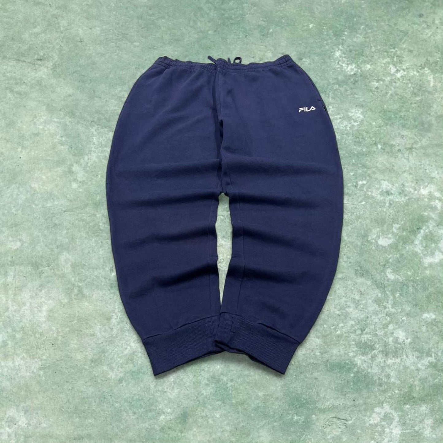 Y2k embroidered FILA sweatpants navy Loose joggers embroidered logo gym sweats