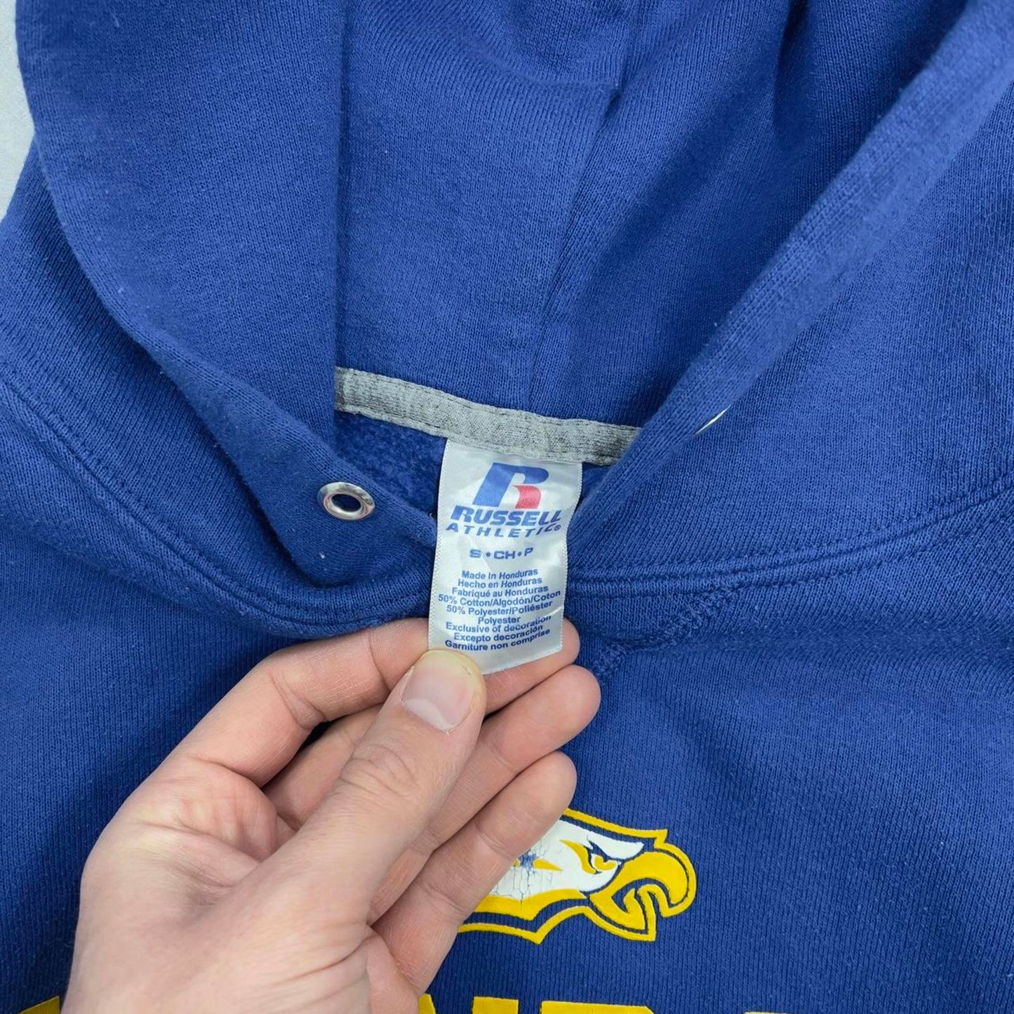 Vintage blue Russell hoodie Small Thick pullover jumper Ferndale print nice fit