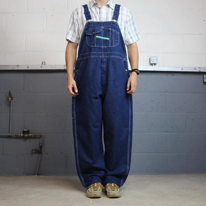 Vintage baggy denim Dungarees loose y2k blue Key workwear bib & brace overalls utility