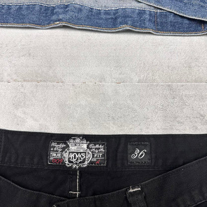 Baggy black Akademiks embroidered jorts W36 wide leg denim embroidered design skater style shorts