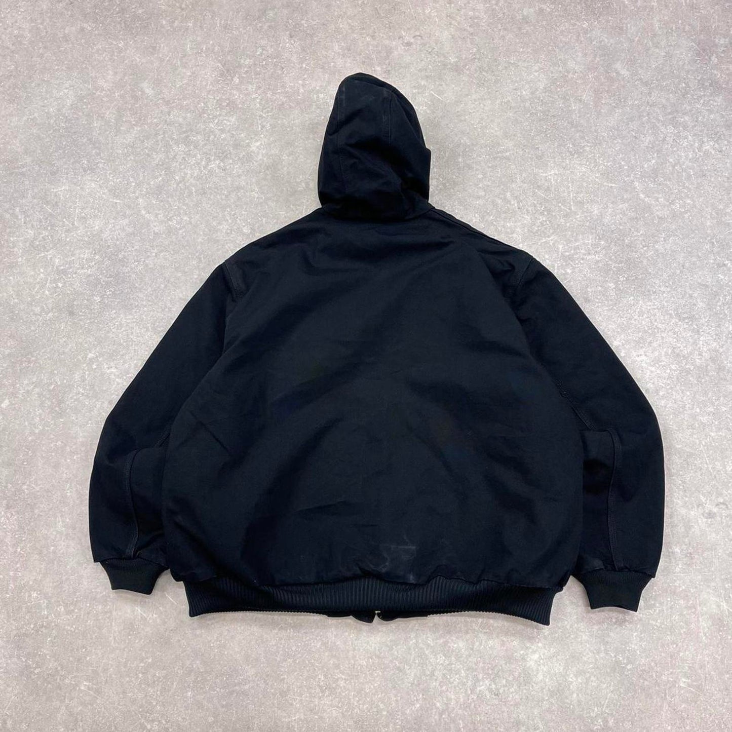 Black Carhartt active jacket 2XL hooded canvas bomber quilt lined USA American