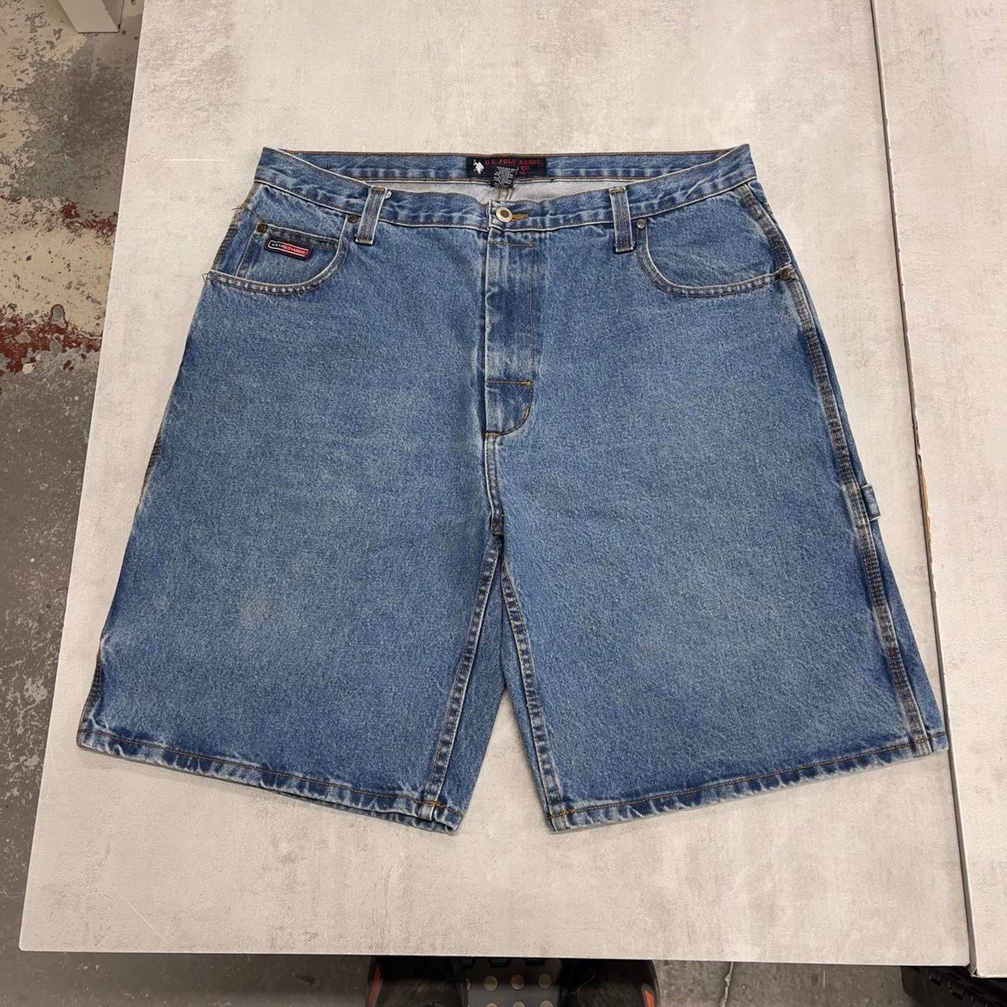 Baggy Polo Assn carpenter jorts W38 wide leg denim 90s style cargo skater shorts