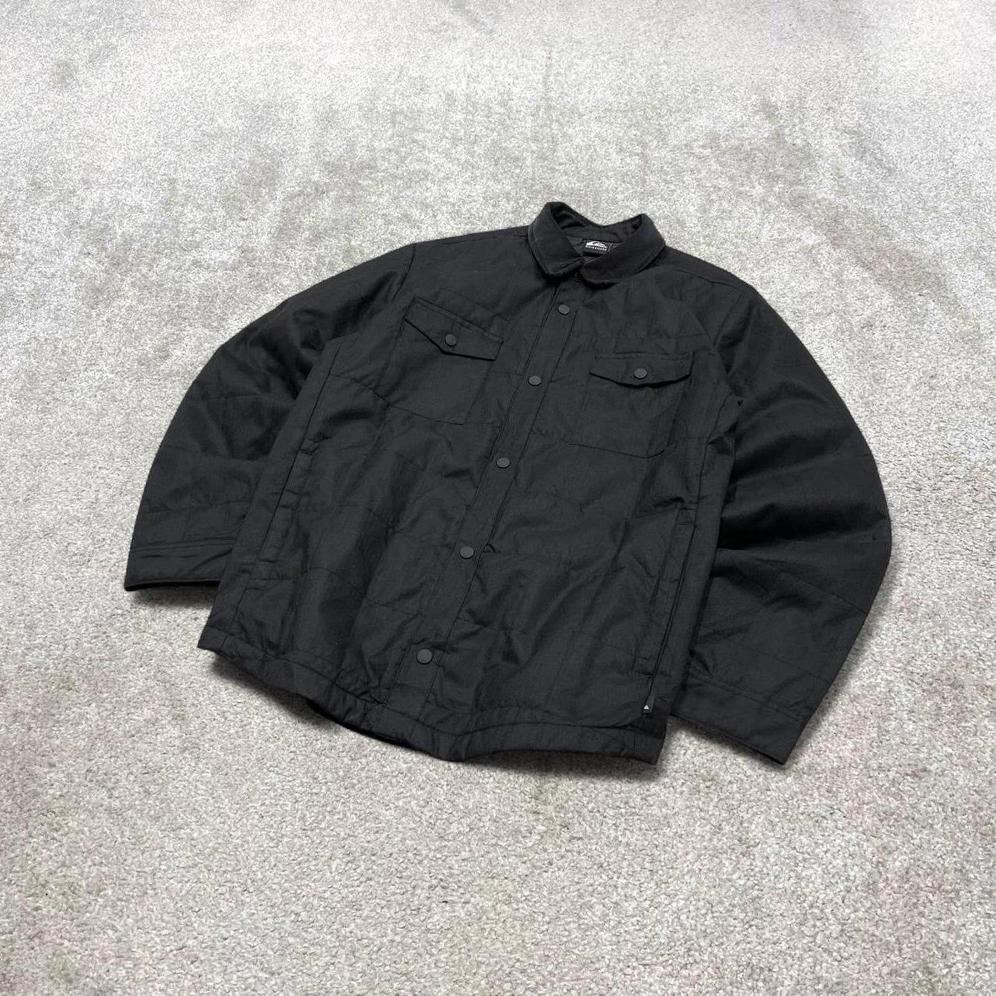 00s Quiksilver technical over shirt jacket M men's black y2k style quilted shacket
