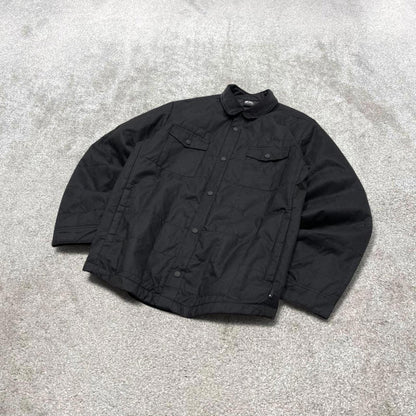 00s Quiksilver technical over shirt jacket M men's black y2k style quilted shacket