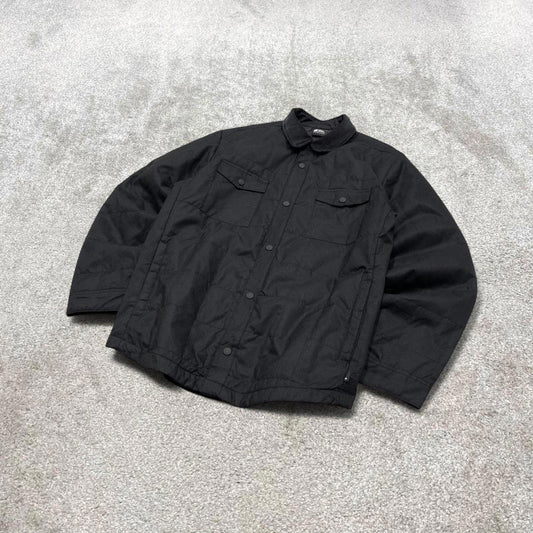 00s Quiksilver technical over shirt jacket M men's black y2k style quilted shacket