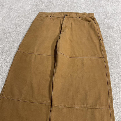 Baggy carpenter jeans wide leg y2k W34L31 tan brown No Boundaries wide leg surf skate style cargos