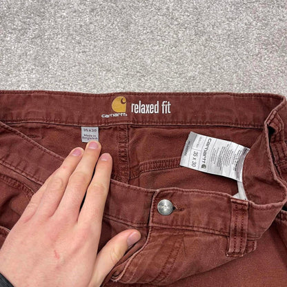 Carhartt carpenter jeans Y2K brick red loose relaxed fit skate style cargo work pants