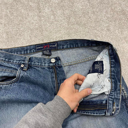 90s baggy Phat Farm carpenter jeans W36L33 loose blue denim y2k skate style hip hop pants