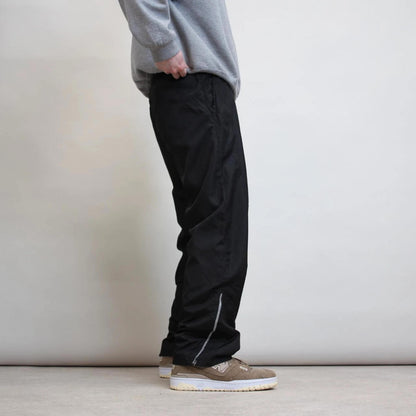 Black Starter tracksuit bottoms M Loose y2k shell suit trackies print logo