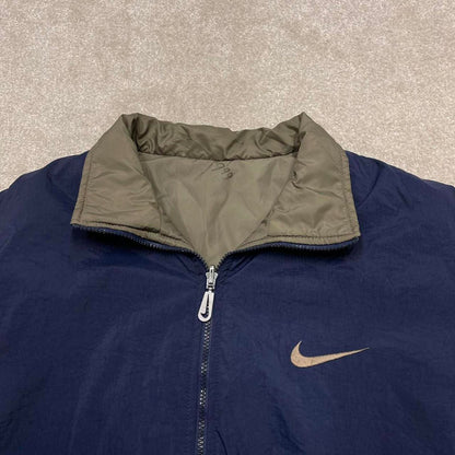Reversible Nike technical jacket XXL men's y2k 00s style padded tech coat embroidered Swoosh
