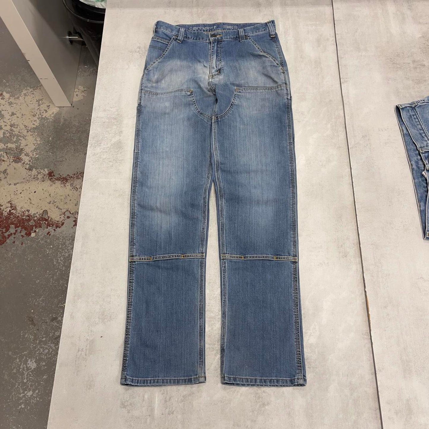 Mens Carhartt double knee carpenter jeans W30 L34 blue relaxed denim jeans