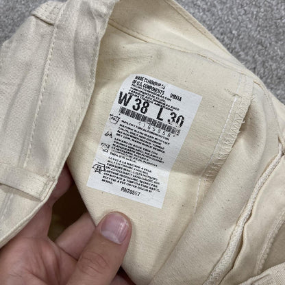 Vintage Dickies baggy carpenter work pants wide leg cream Firm canvas cargo jeans workwear
